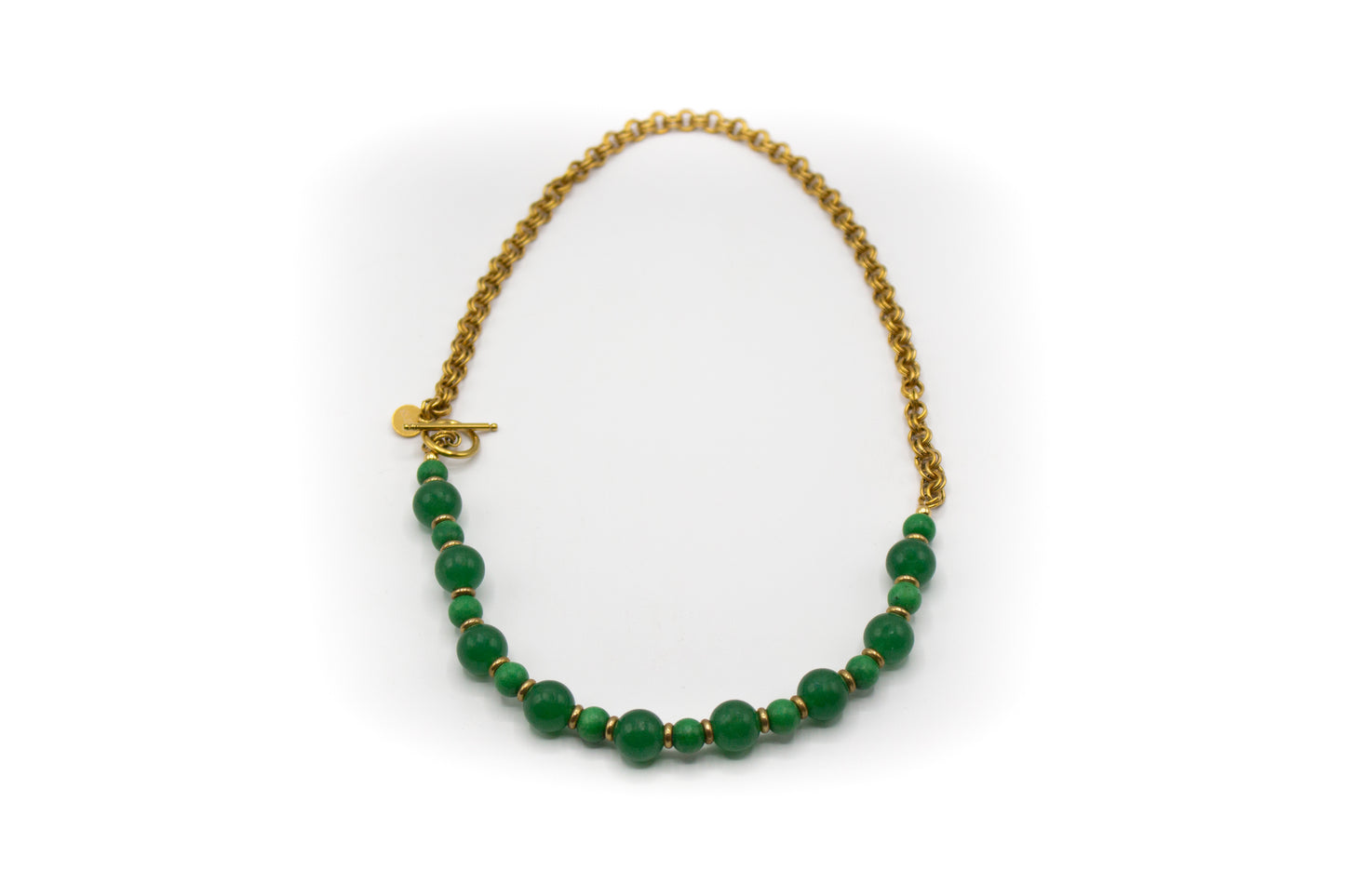 collar corto acero turmalina y jade