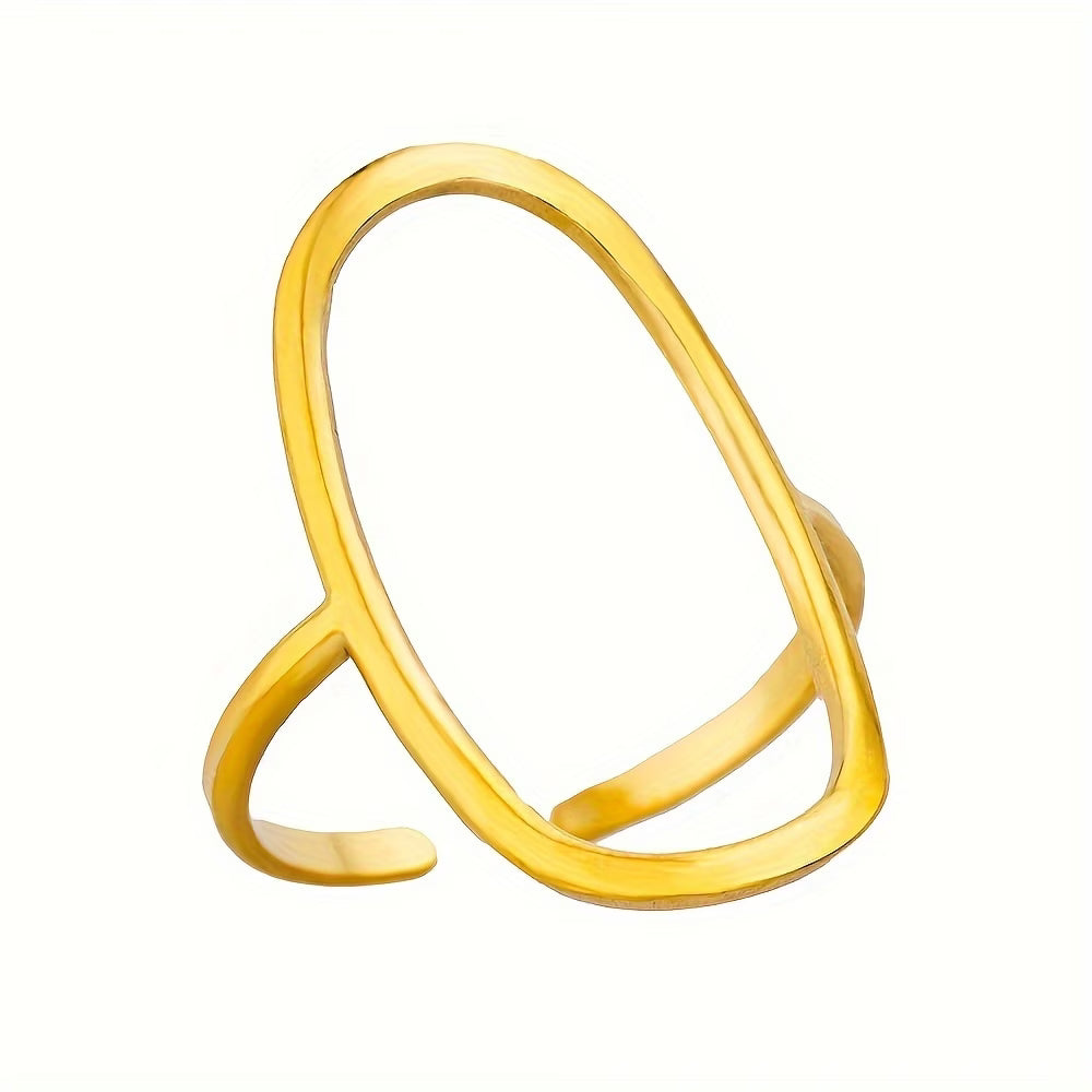 anillo acero inoxidable ajustable, baño de oro
