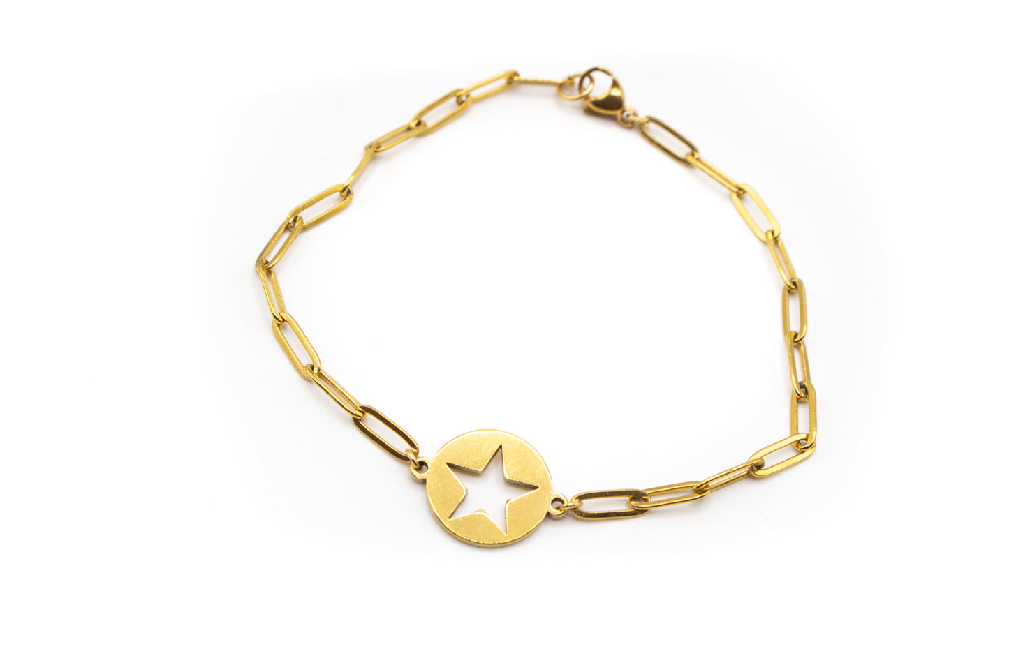 pulsera sencilla circulo estrellas acero