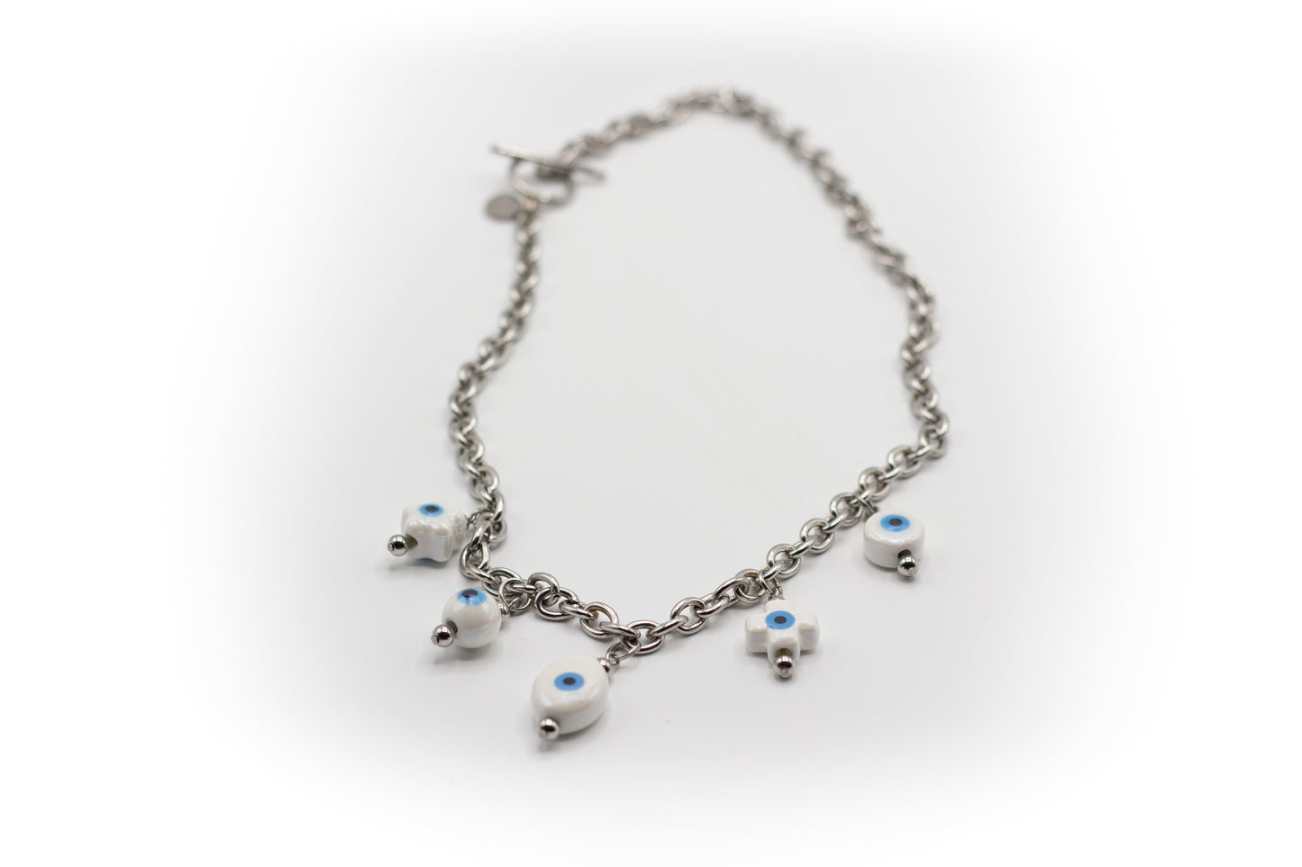 Collar Acero Inoxidable Color Plata y Cerámica