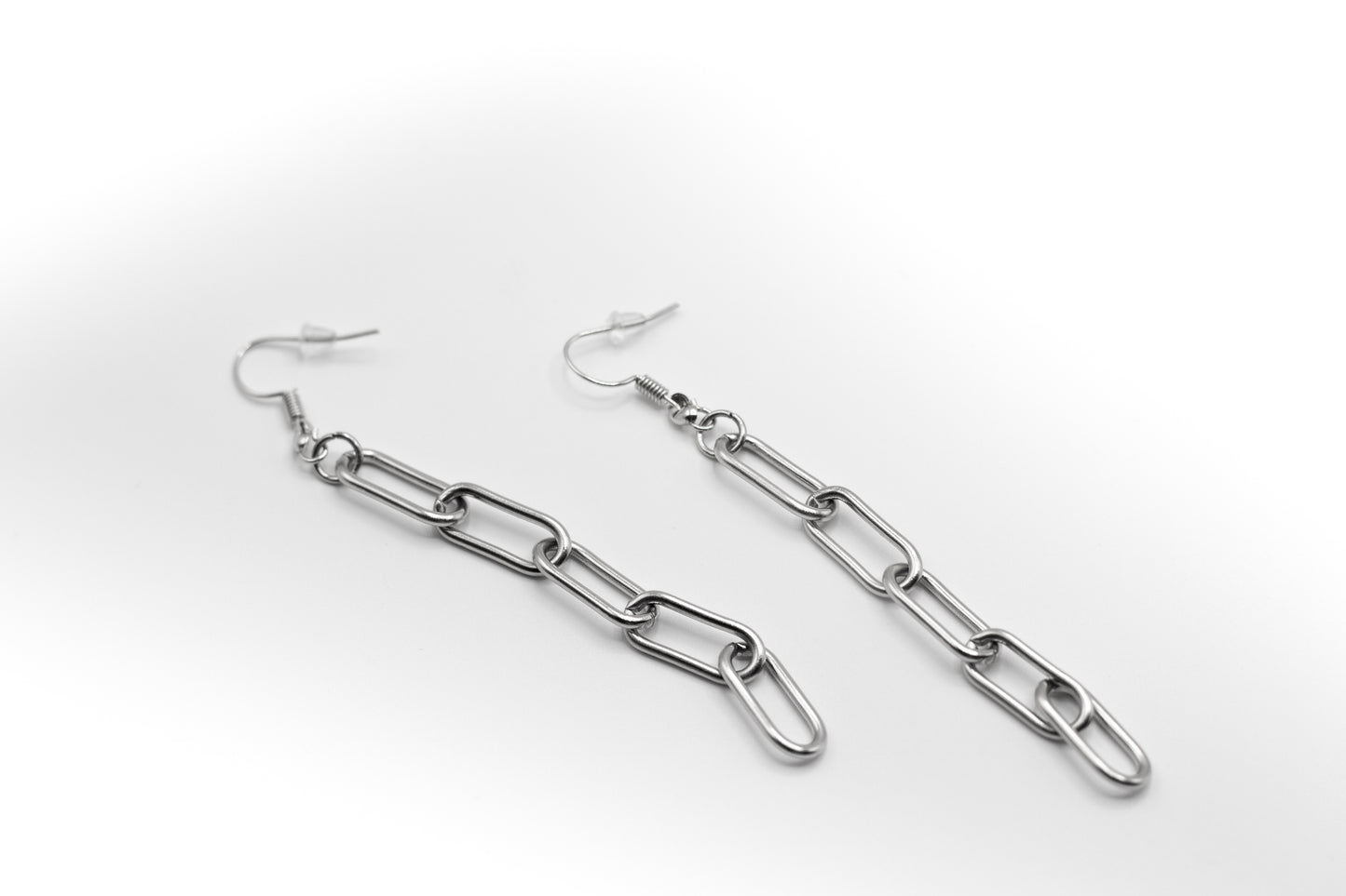 pendientes de cadena acero inoxidable color plata