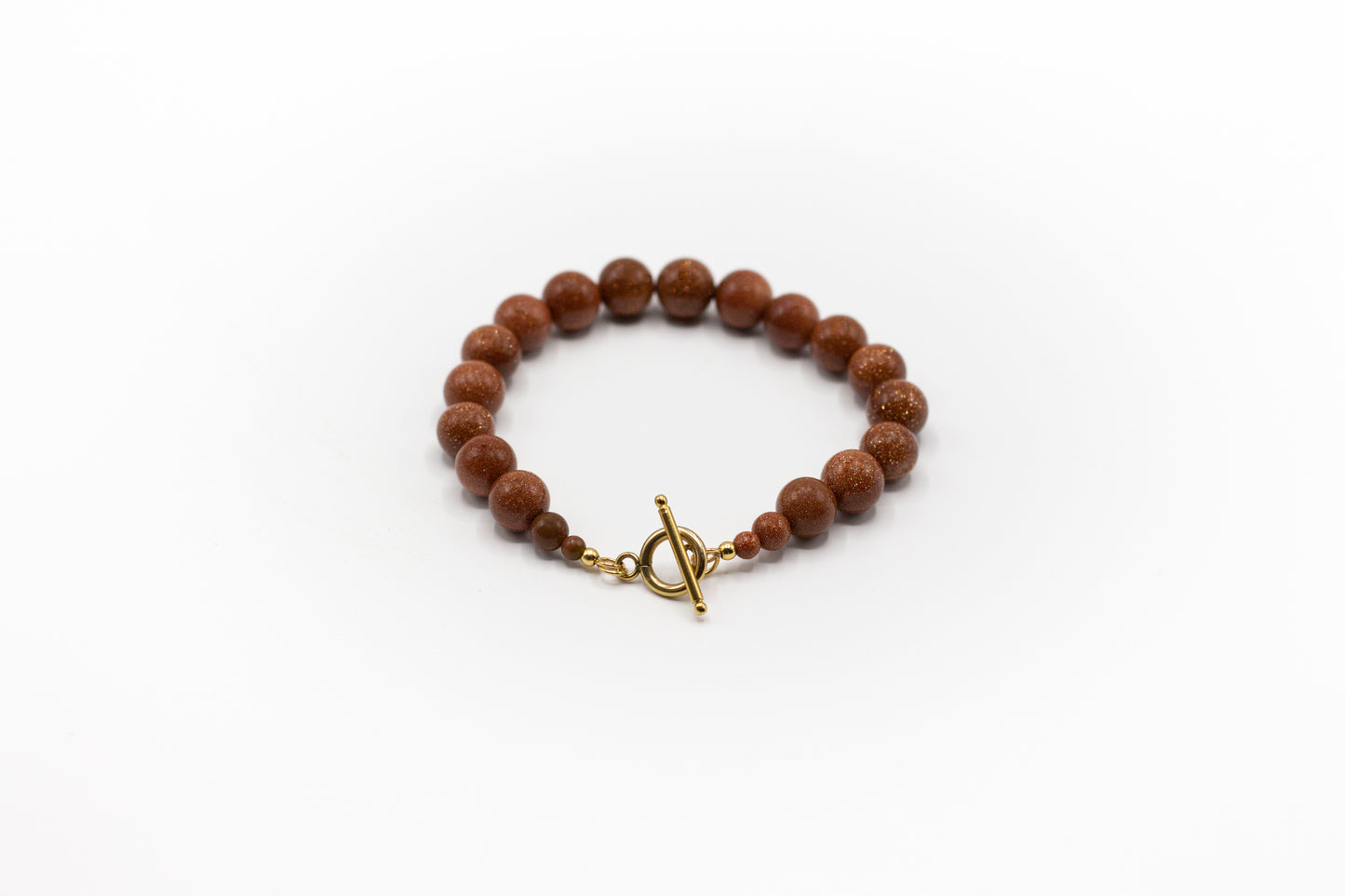 pulsera piedra natural aventurina y cierre de acero inoxidable color oro