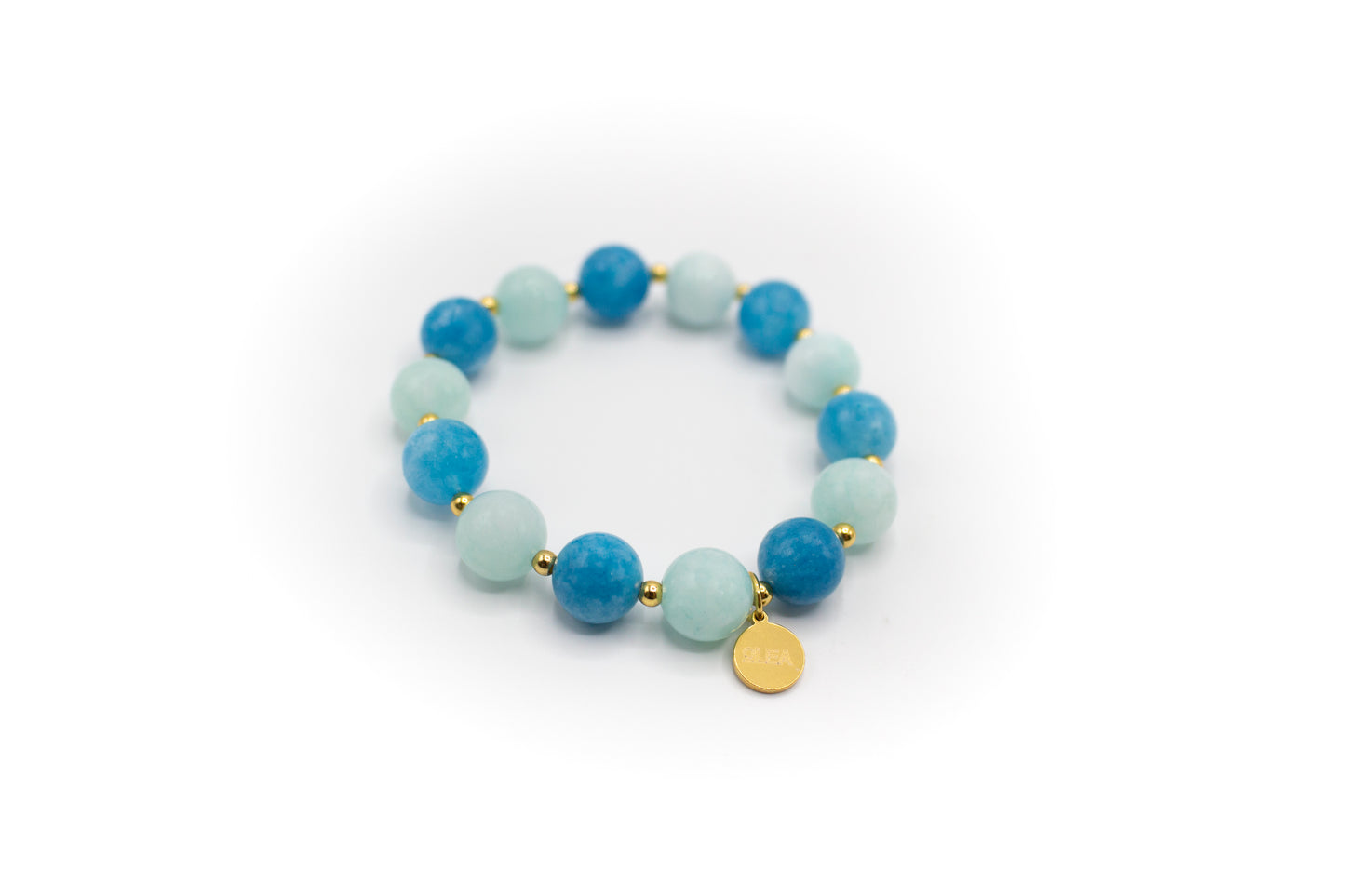 pulsera elástica piedra natural amazonita y jade