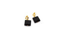 pendientes de rombo acero inoxidable color oro con piedra natural cuadrada de turmalina negra