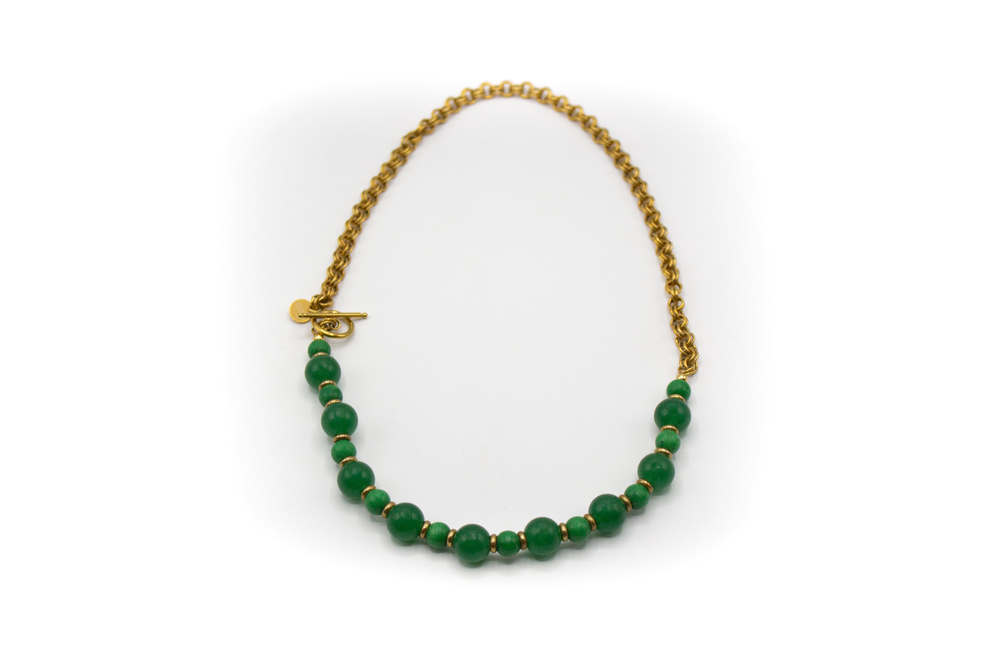 collar corto acero turmalina y jade