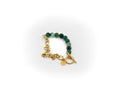 Pulsera de ágata verde y mitad cadena de acero inoxidable color oro