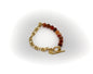 Pulsera de ágata naranja y mitad cadena de acero inoxidable color oro