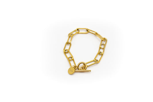 bracelet en acier inoxydable plaqué or 14 carats