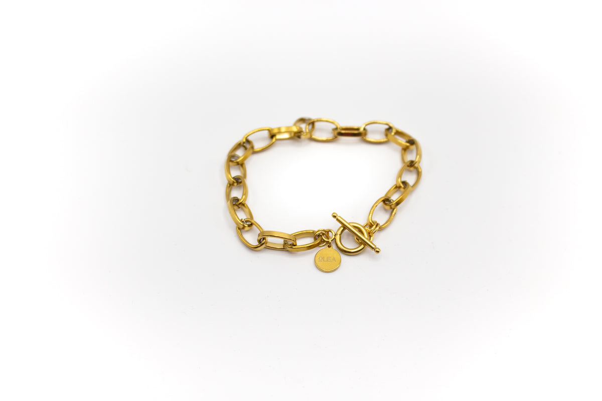 Bracelet en acier inoxydable plaqué or 14 carats