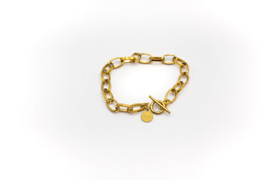 Bracelet en acier inoxydable plaqué or 14 carats