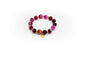 Pulsera elástica de Ágata Rosa con separadores de acero inoxidable color oro&nbsp;