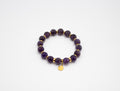 Pulsera elástica de Piedra natural Amatista y separadores de acero inoxidable color oro