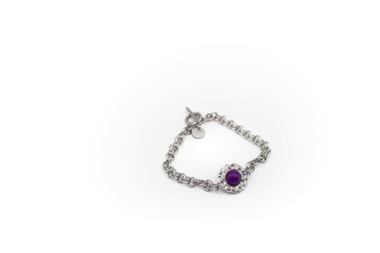 bracelet en acier inoxydable et pierre naturelle de charoïte
