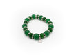 pulsera de piedra natural jade con separadores acero inoxidable color plata