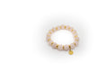 pulsera de piedra natural cuarzo rosa con separadores acero inoxidable color oro