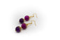 Boucles d'oreilles crochets avec pierres naturelles de kunzite et de charoïte et acier inoxydable couleur or