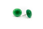 pendientes de botón piedra natural jade y acero inoxidable color plata