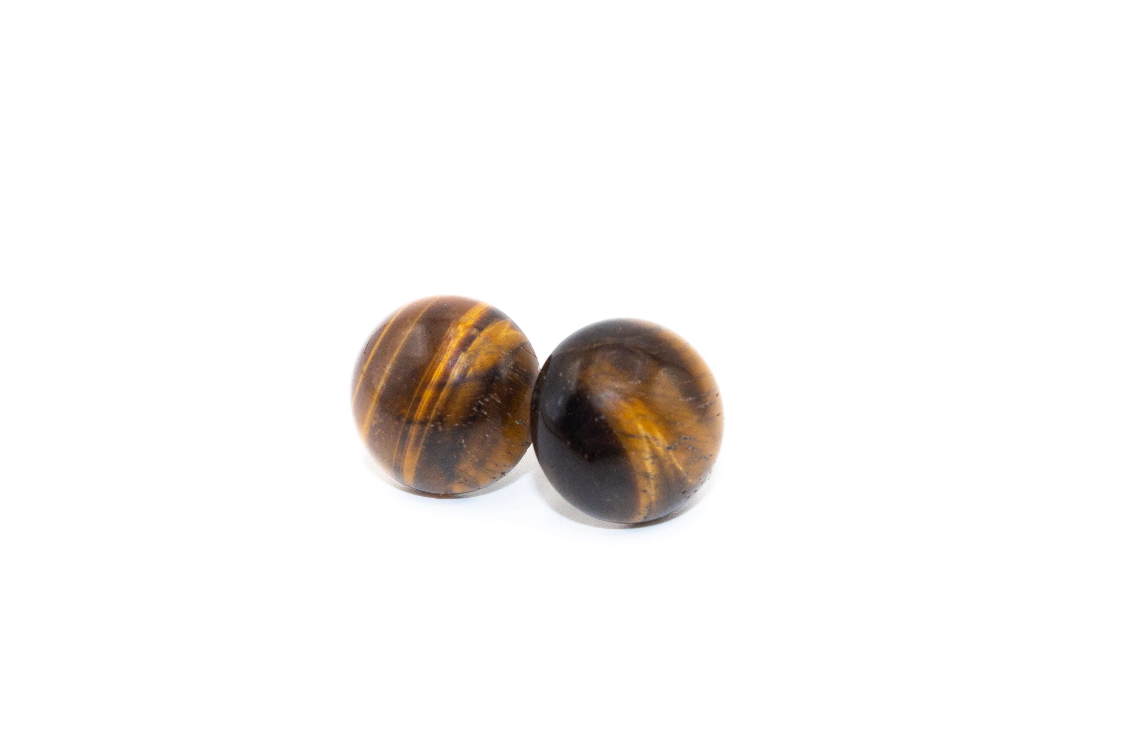 Ohrstecker aus natürlichem Tigerauge und goldfarbenem Edelstahl