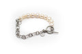 pulsera de perlas naturales de cultivo y mitad cadena de acero inoxidable color plata