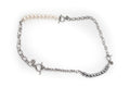 Halskette aus 3 Armbändern aus silberfarbenem Edelstahl und Naturperle mit natürlichem Hämatitstein