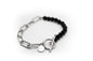 pulsera de piedra natural ónix (bolas pequeñas) y mitad cadena de acero inoxidable color plata