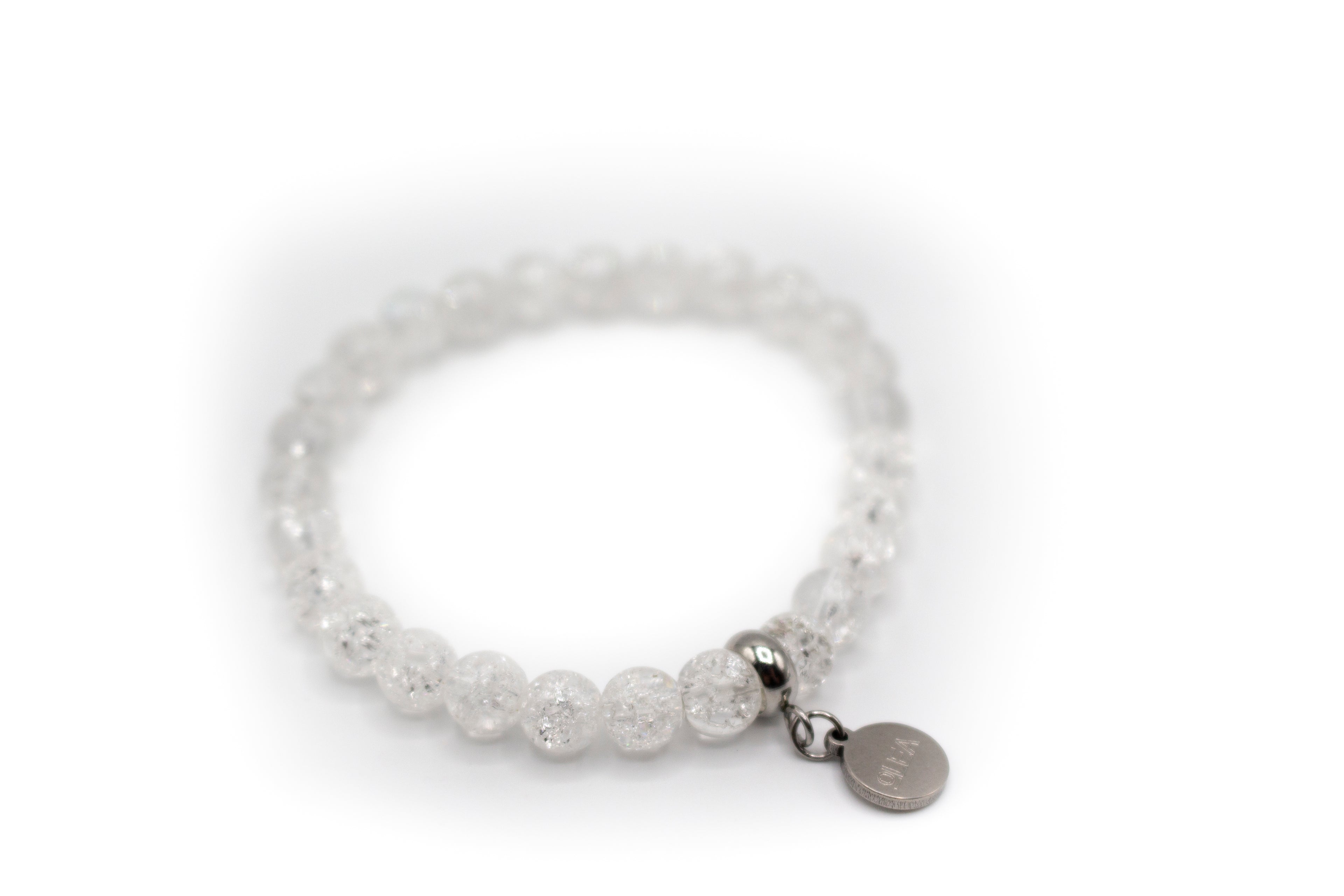 pulsera elástica de piedra natural cuarzo craqueado
