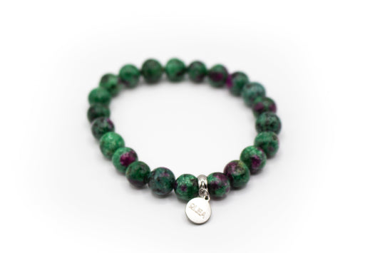 pulsera elástica de piedra natural zoisita