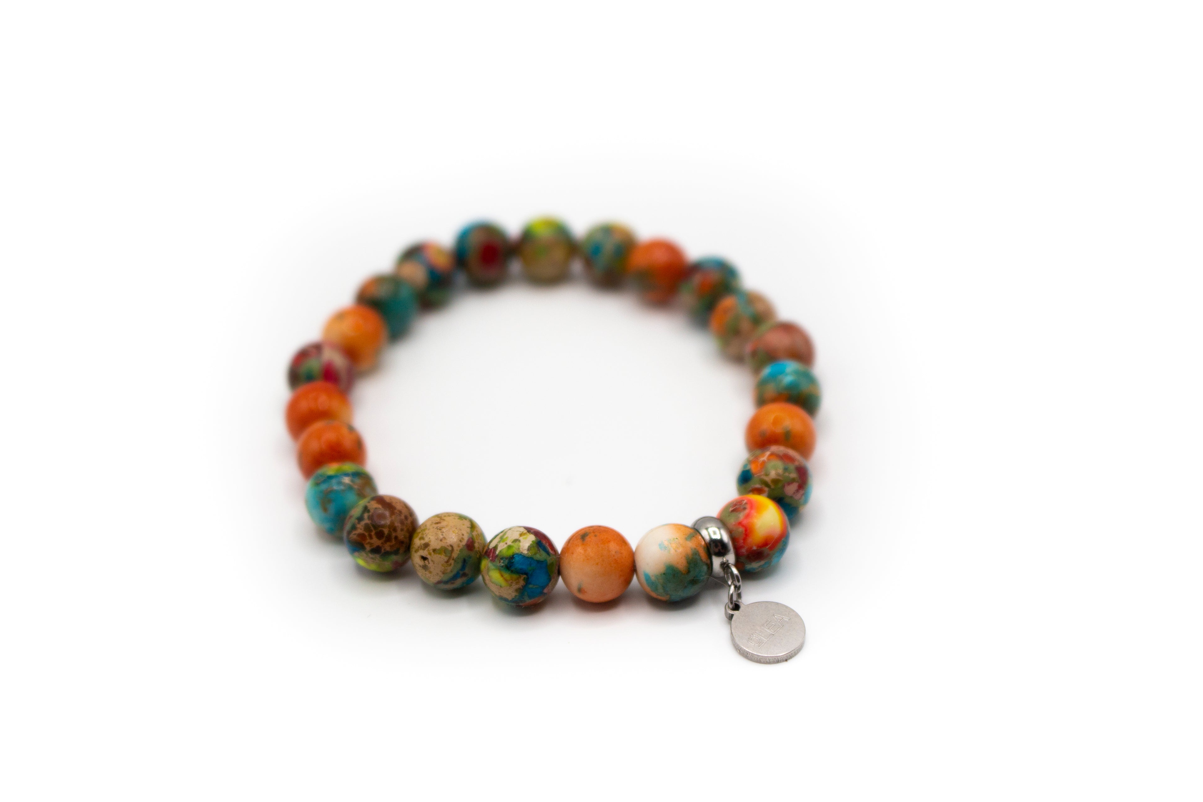 pulsera elástica de piedra natural jaspe multicolor
