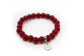 pulsera elástica de piedra coral rojo de imitación