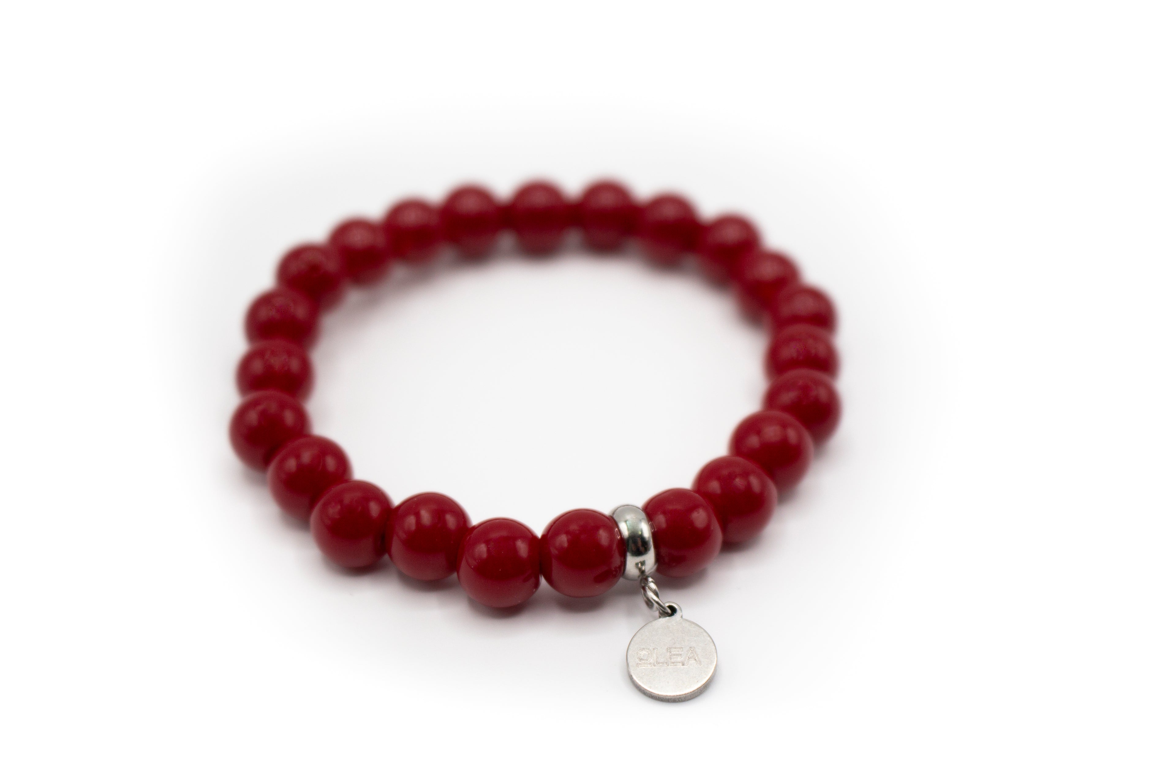 pulsera elástica de piedra coral rojo de imitación