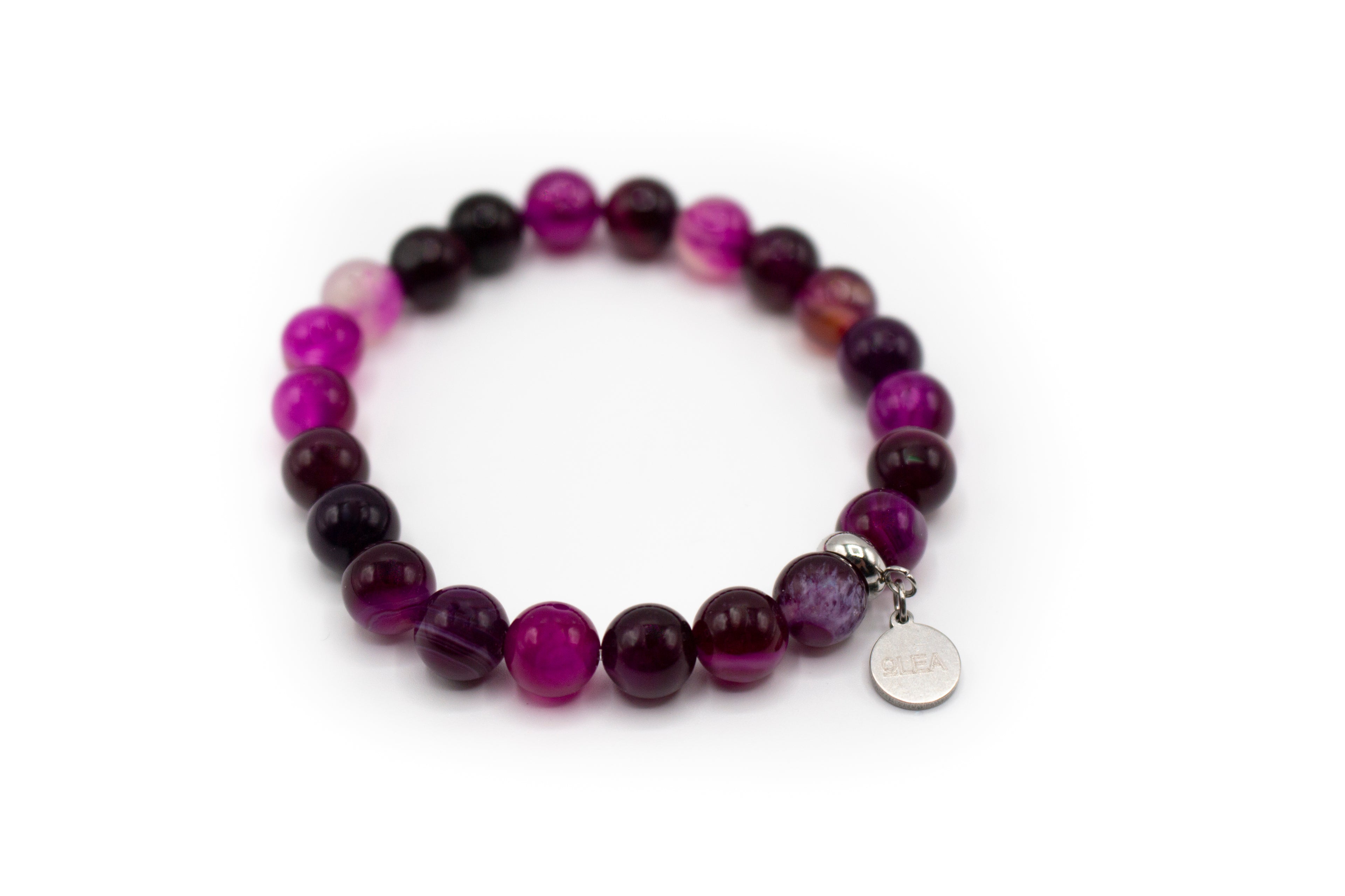 pulsera elástica de piedra natural ágata rosa
