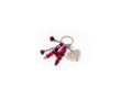 llavero de acero inoxidable color plata con piedra natural ágata rosa