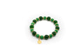 pulsera elástica de piedra natural jade con separadores de acero inoxidable bañado en oro de 14K
