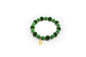 pulsera elástica de piedra natural jade con separadores de acero inoxidable bañado en oro de 14K