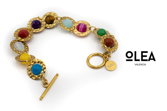 bracelet en acier et pierres mélangées