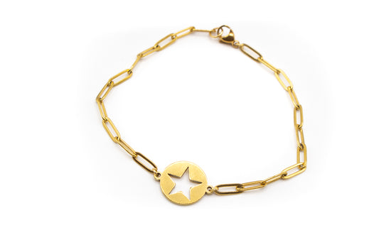 pulsera sencilla circulo estrellas acero