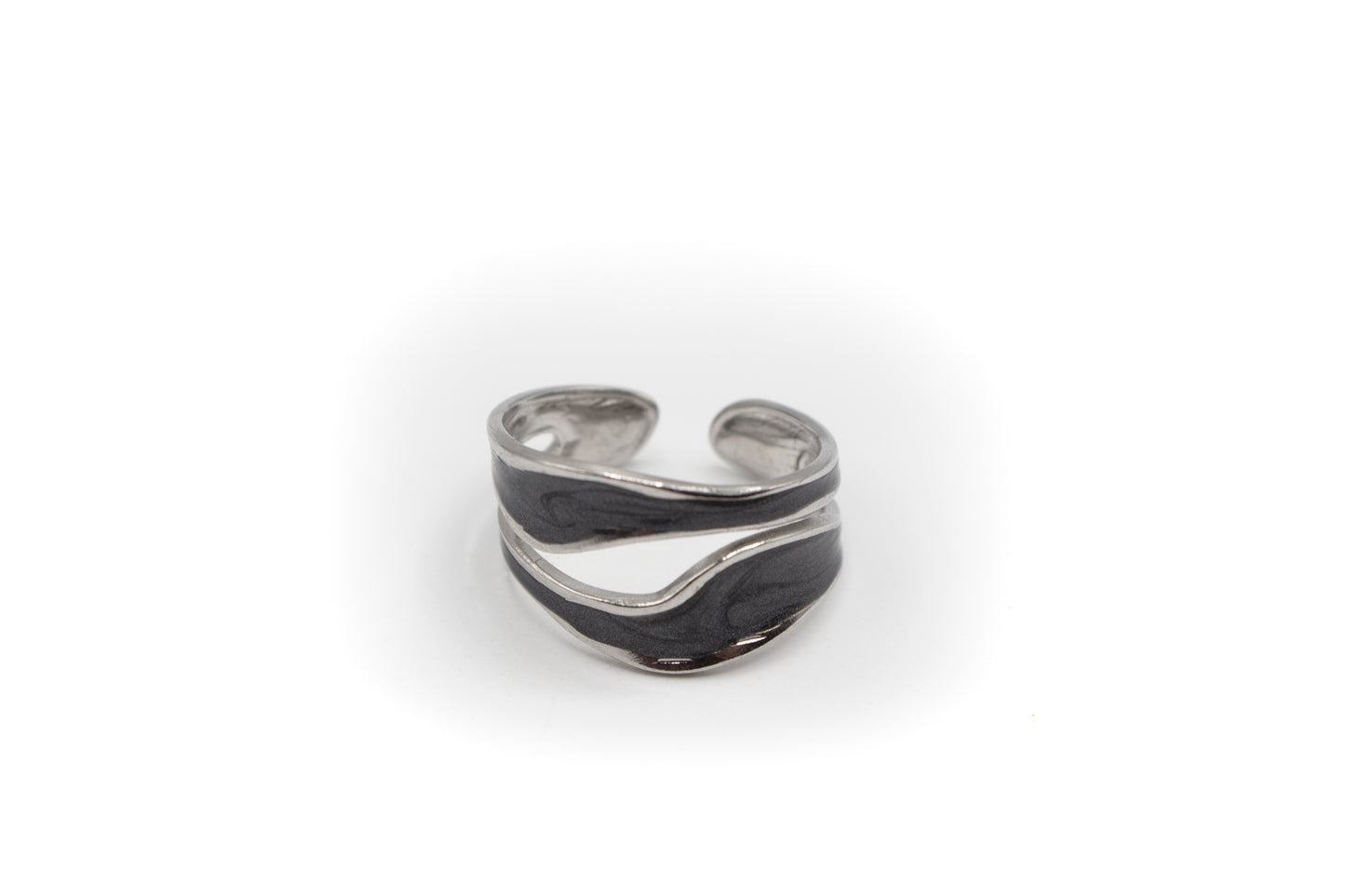 Anillo ajustable de acero y acrílico negro