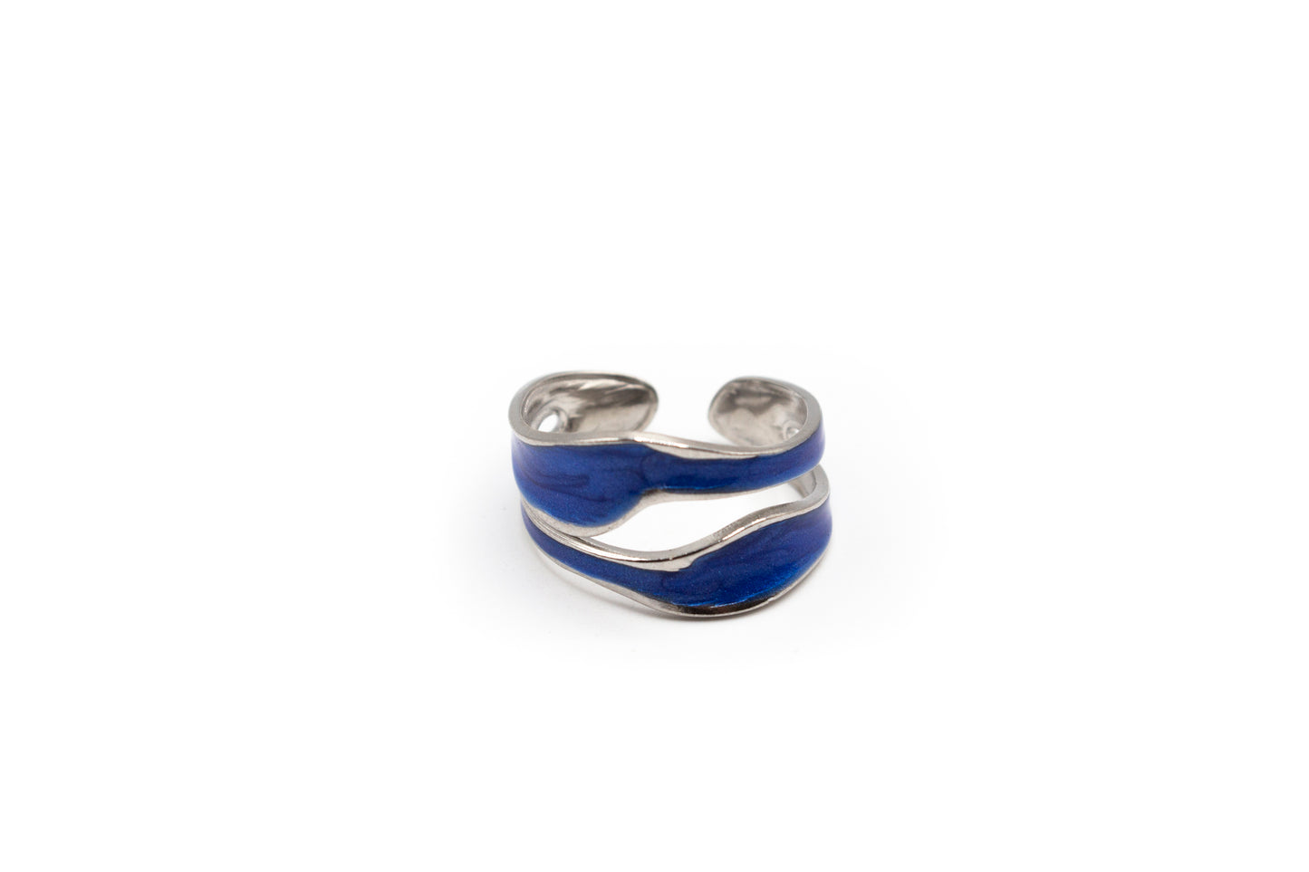 anillo ajustable acero acrilico azul
