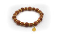 pulsera piedra natural aventurina y separadores de acero bañado en oro