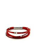 pulsera de varios cueros rojos y acero inoxidable