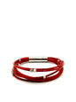 pulsera de varios cueros rojos y acero inoxidable