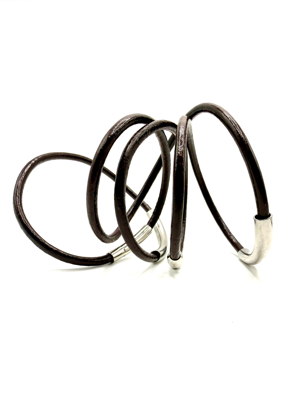 collar, pulsera de varias vueltas o cinturón... lo que prefieras... cuero marrón y acero inoxidable