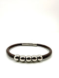 pulsera cuero marrón y acero inoxidable