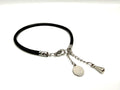 pulsera de cuero negro y acero inoxidable
