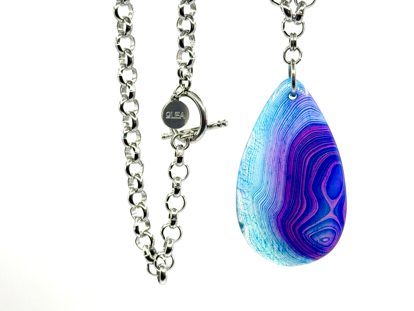 collar exclusivo Agata Azul y acero inoxidable