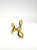 anillo onda acero inoxidable bañado en oro de 14K