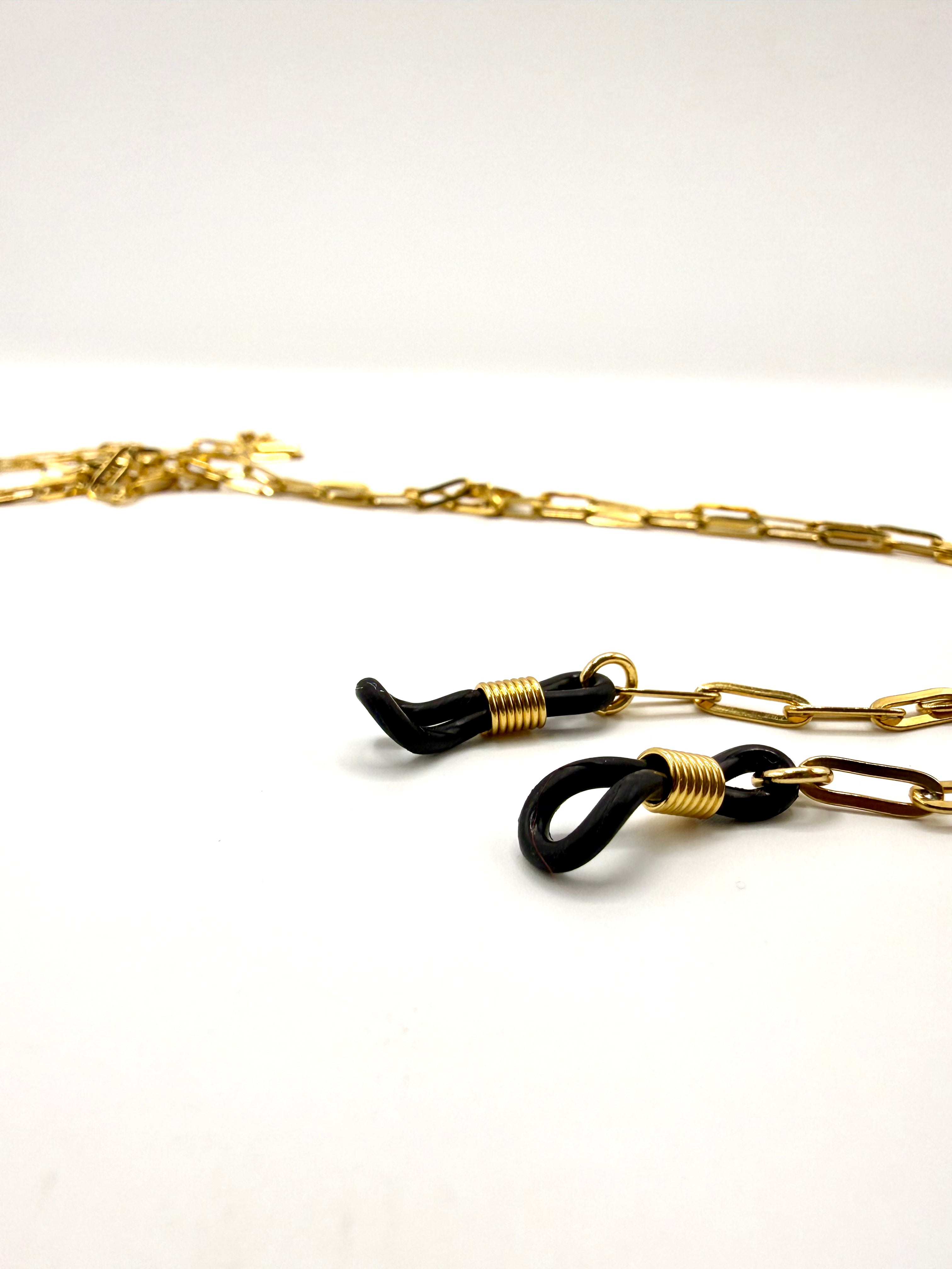 cordones para gafas acero inoxidable bañado en oro de 14K