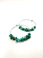 Boucles d'oreilles créoles en acier inoxydable et pierre naturelle turquoise