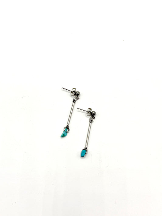 pendientes de acero y turquesa natural