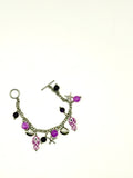 pulsera peces violeta de ceramica, ágata violeta, amatista y acero inoxidable